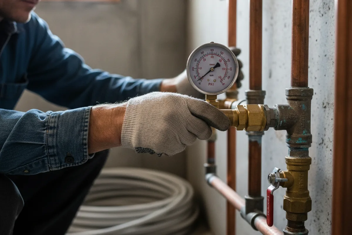 Pressure testing a repaired line during Water Line Repair in Black Eagle